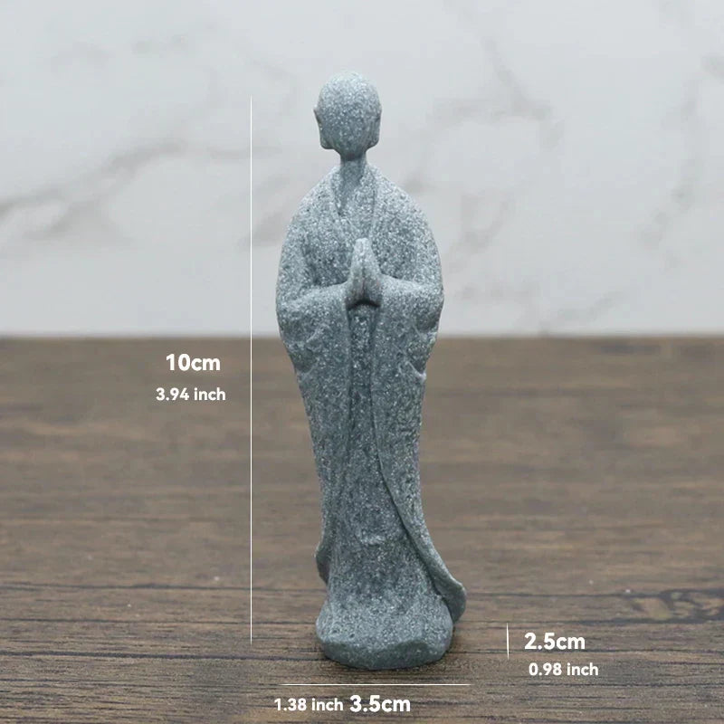 Frendorf | TranquilStone Buddha Figuren Set | Meditative Mönchs Statuen | Zen Garten Dekoration | Achtsamkeit & Feng Shui Deko für Zuhause