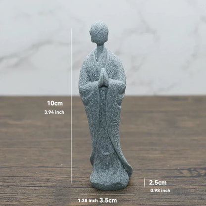 Frendorf | TranquilStone Buddha Figuren Set | Meditative Mönchs Statuen | Zen Garten Dekoration | Achtsamkeit & Feng Shui Deko für Zuhause