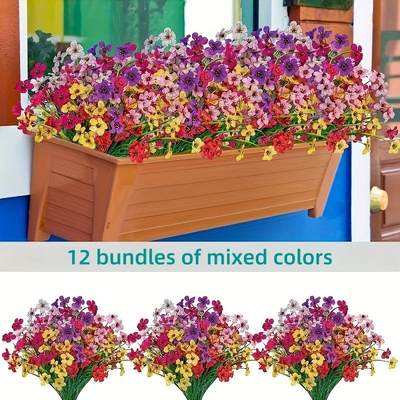 Frendorf | 12 Stück Outdoor Kunstblumen – UV-beständige Kunstblumen für Garten, Veranda, Fensterbank, Zuhause, Hochzeit & festliche Dekoration