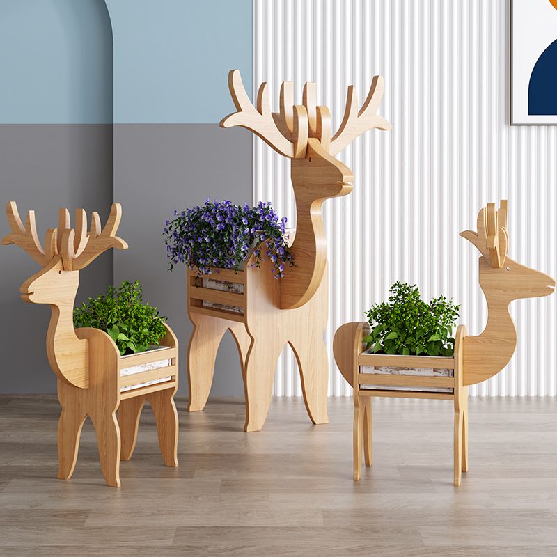 Frendorf WhimsiRustic Holzblumenständer Rentier | Ausgefallene Garten- & Innendeko mit Pflanzkasten