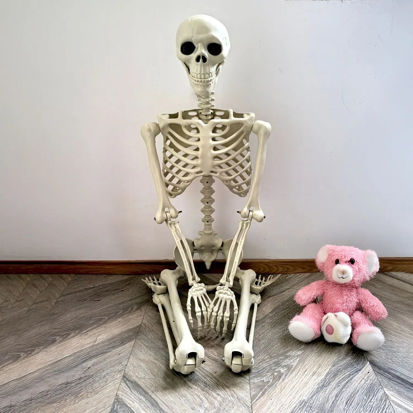 Frendorf | Bewegliches menschliches Skelett 90–165 cm — realistische Dekoration für Halloween und Horrorpartys