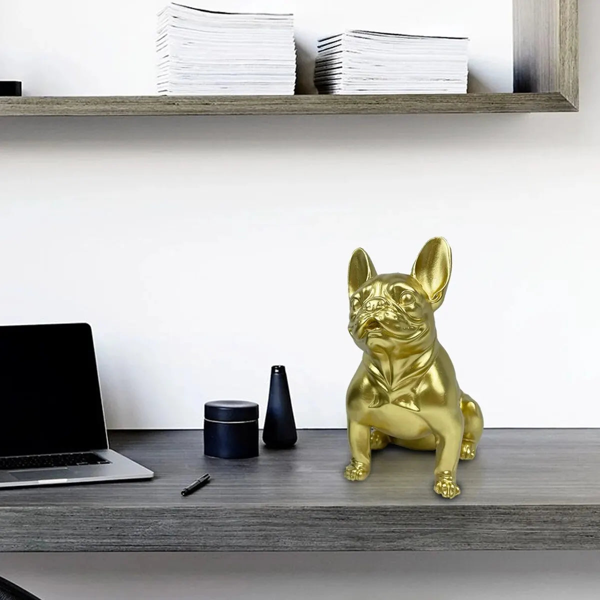 Französische Bulldoggen-Statue – farbenfrohe Hundestatue aus Kunstharz für Heimdekoration und Präsentation im Freien, perfekt für Bulldoggenliebhaber