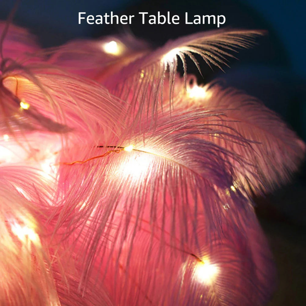 LED Feder Tischlampe Nachtlicht USB betrieben Fernbedienung Nachttischlampen