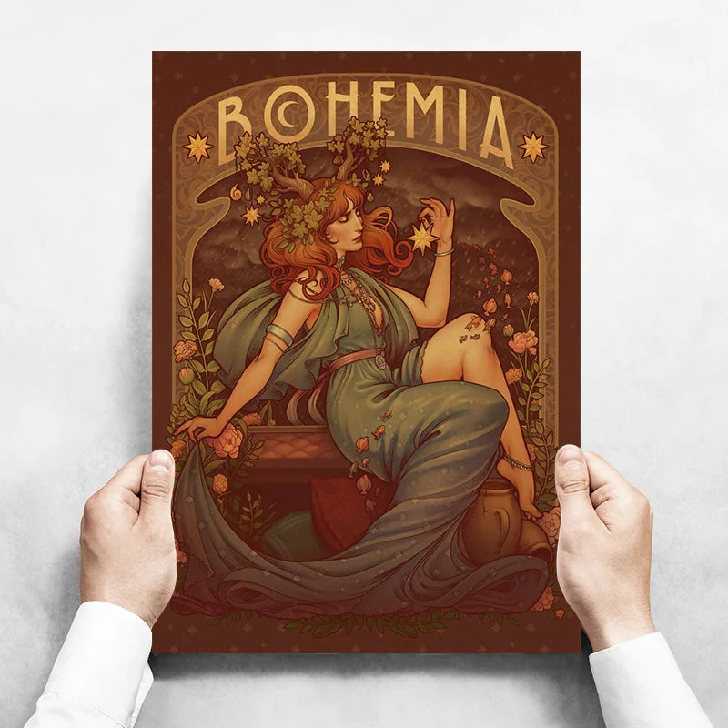 Art Nouveau Kraftpapier Poster Vintage Zuhause Zimmer Bar Café Dekor Ästhetische Kunst Wandgemälde
