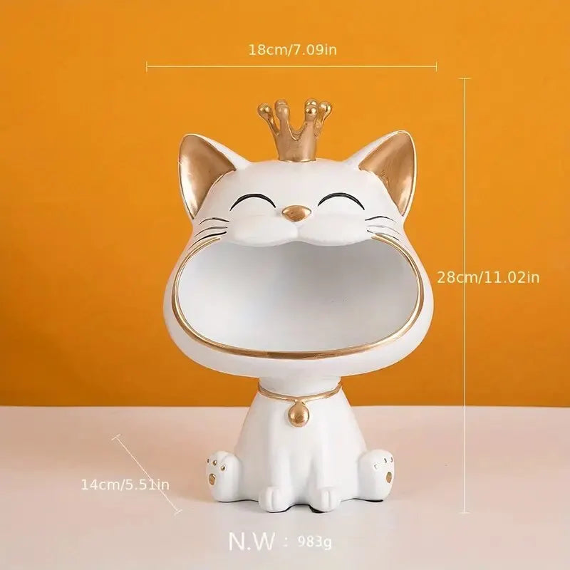 Fortune Crown Big Mouth Cat Eingang Schlüsselablage Dekoratives Ornament, Licht Luxus Einweihungsgeschenk Skulptur