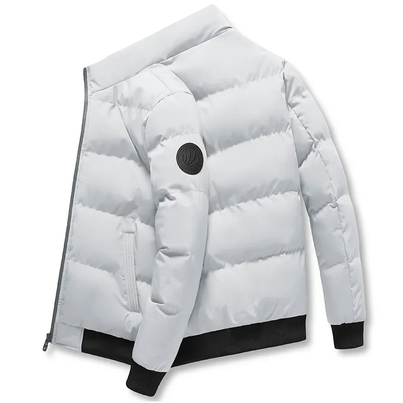 Frendorf | Winter Männer Dicke Baumwolle Daunenjacke Mode Herren Casual Stehkragen Parka Verdickte warme einfarbige Mäntel Windbreaker Outwear
