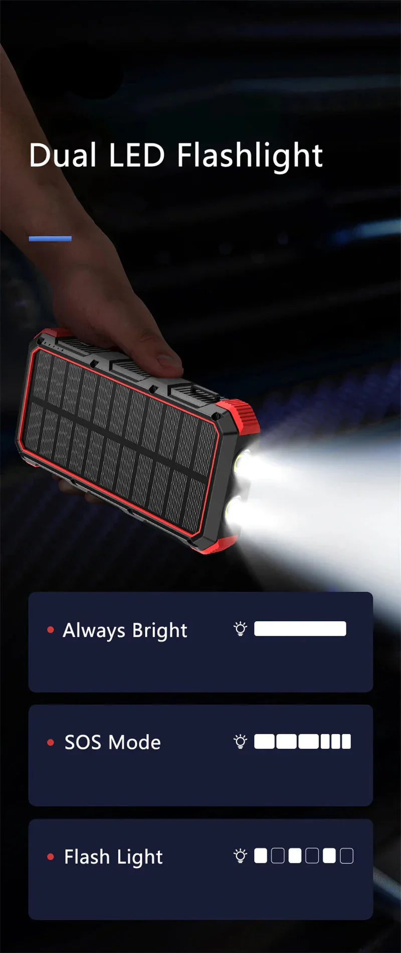 Frendorf | Neue 30000mAh Heavy Duty Schnell Solar QI Power Bank Mit Wireless Charging Für Android Samsung iPhones