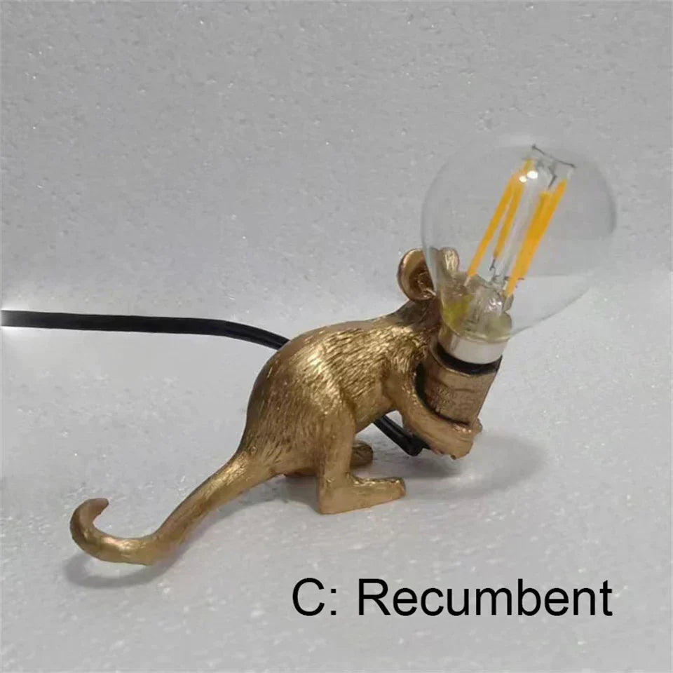 Frendorf | CritterGlow Moderne LED Tischlampe | Harz Tierdesign | Ratte, Katze & Eichhörnchen | Nachtlicht & Wohnkultur