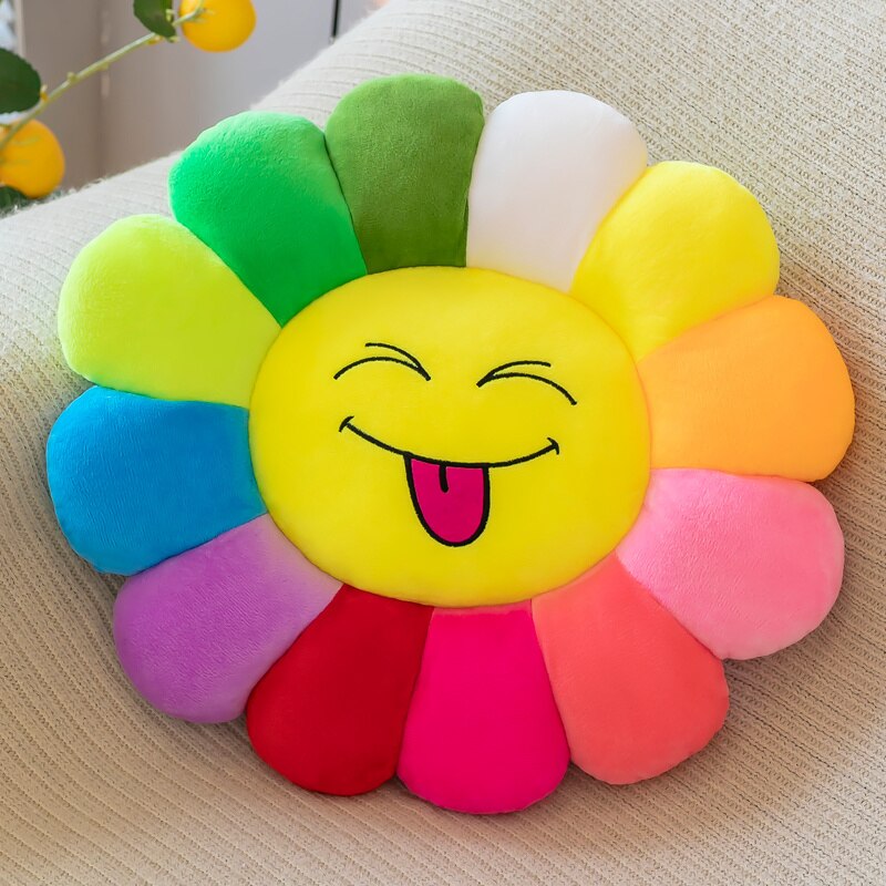 Farbenfrohes Sonnenblumen-Plüschbequemsitzkissen