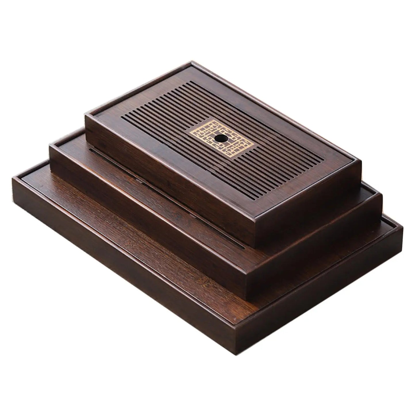 Chinese Tea Tray with Water Storage Box Durable Simple Drainage Type Plate Tea Serving Tray for Teahouse Home Household Office