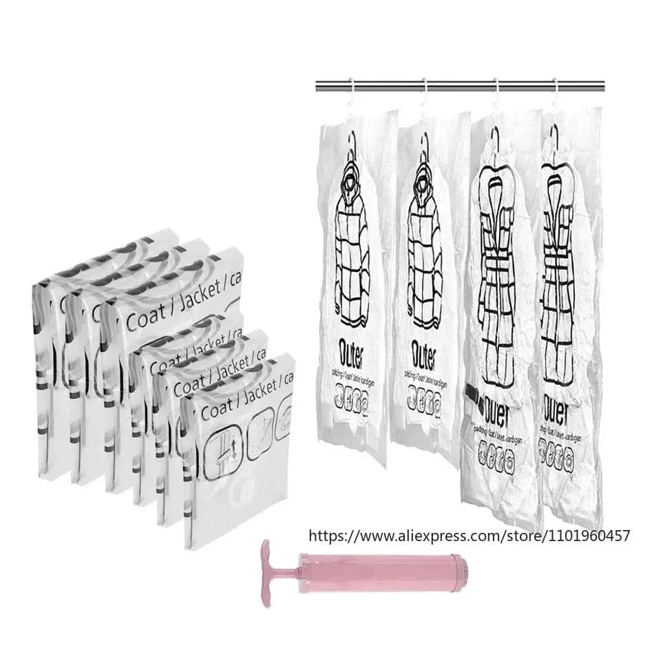 Frendorf | VACUUM STORAGE BAGS – Hängende Vakuum Aufbewahrungstaschen für Kleidung – Platzsparend & staubdicht (3er-Set)