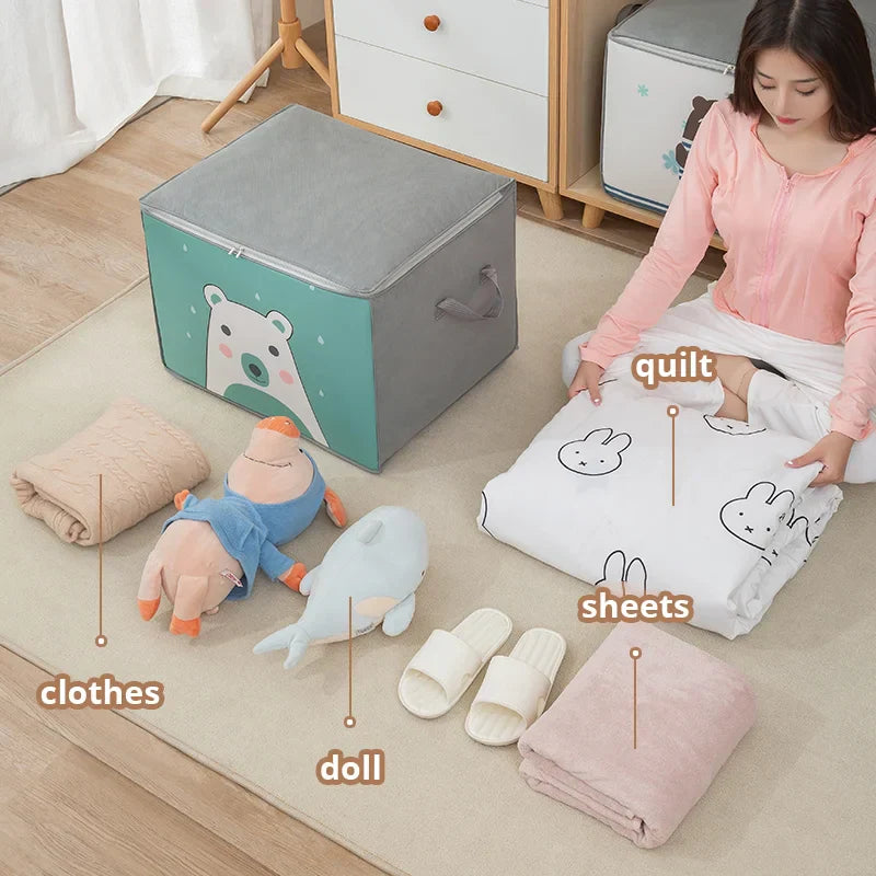 Frendorf | NestBox | Faltbare Aufbewahrungstasche | Staubdicht & Verstärkte Griffe | Für Decken, Kleidung & Spielzeug