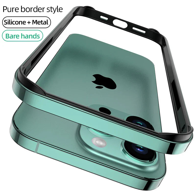 Frendorf | Luxus Silikonrahmen Hybrid Aluminium Bumper Hülle für iPhone