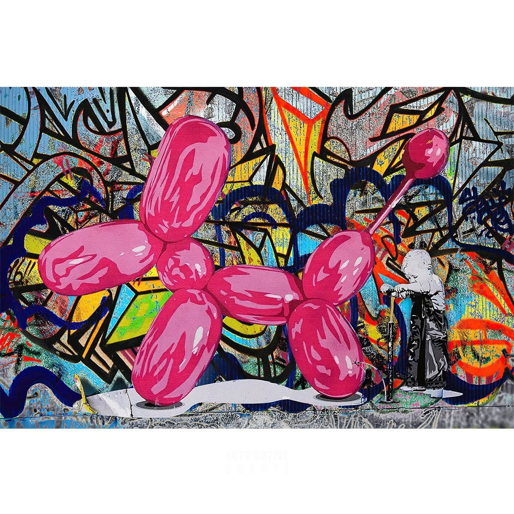 Graffiti-Ballon, guter Hund, Pop-Art-Poster, Druck auf Leinwand, Gemälde, abstraktes Bild für Wohnzimmer, Heimdekoration, rahmenlos