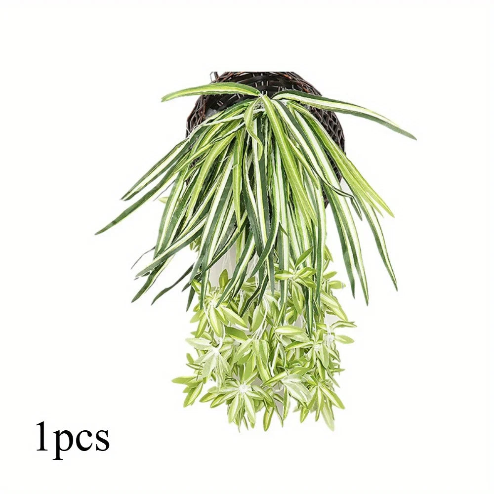 Frendorf | 1 Stück 60 cm große künstliche hängende Pflanze – Seideneiche zur Innendekoration (ohne Korb)