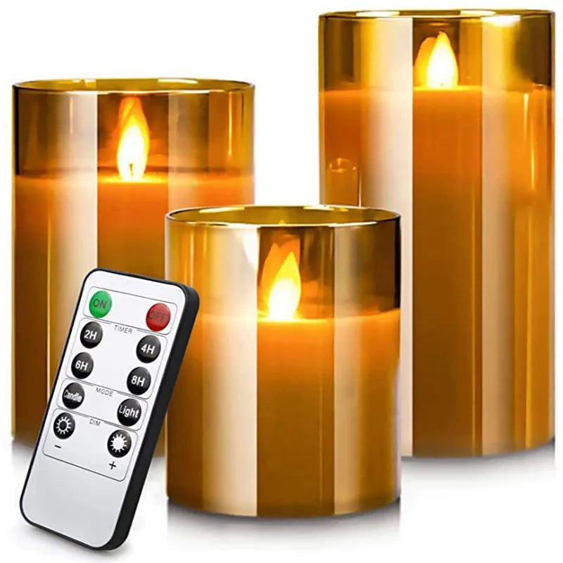 Frendorf | GlowLite™ Flammenlose LED Kerzen Set 3-teilig | Sicheres Stimmungslicht für Zuhause | Dekorative LED Kerzen