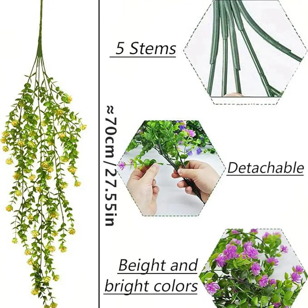 Frendorf | Künstliche Eucalyptus Camellia Pflanze - UV-geschützte Plastikblumen für Hochzeit, Zuhause, Garten, Außenbereich & Festival DIY Dekoration