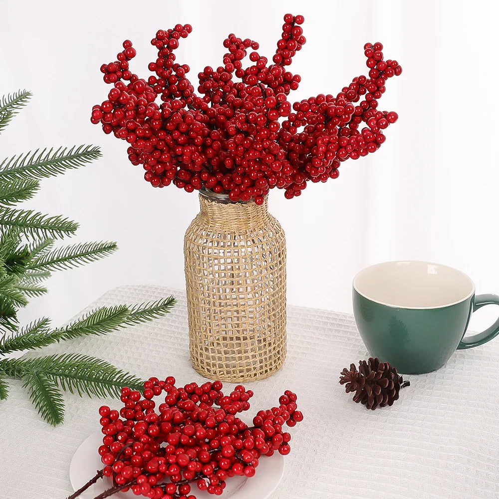 Künstliche rote Beeren DIY Weihnachtsbaum Party Dekoration