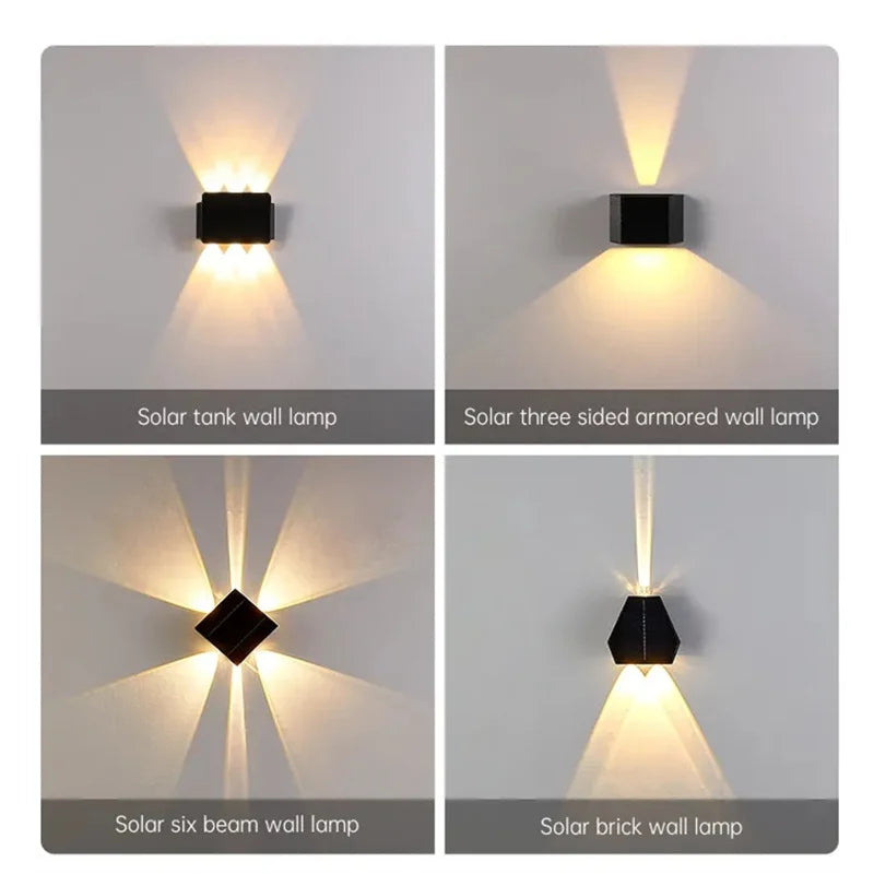 Frendorf | Außen Solar LED Wandlampe – IP54 wasserdichte Auf- und Abwärts Gartenlampe mit Solarpanel, ABS Konstruktion für Garten, Straße und Terrasse