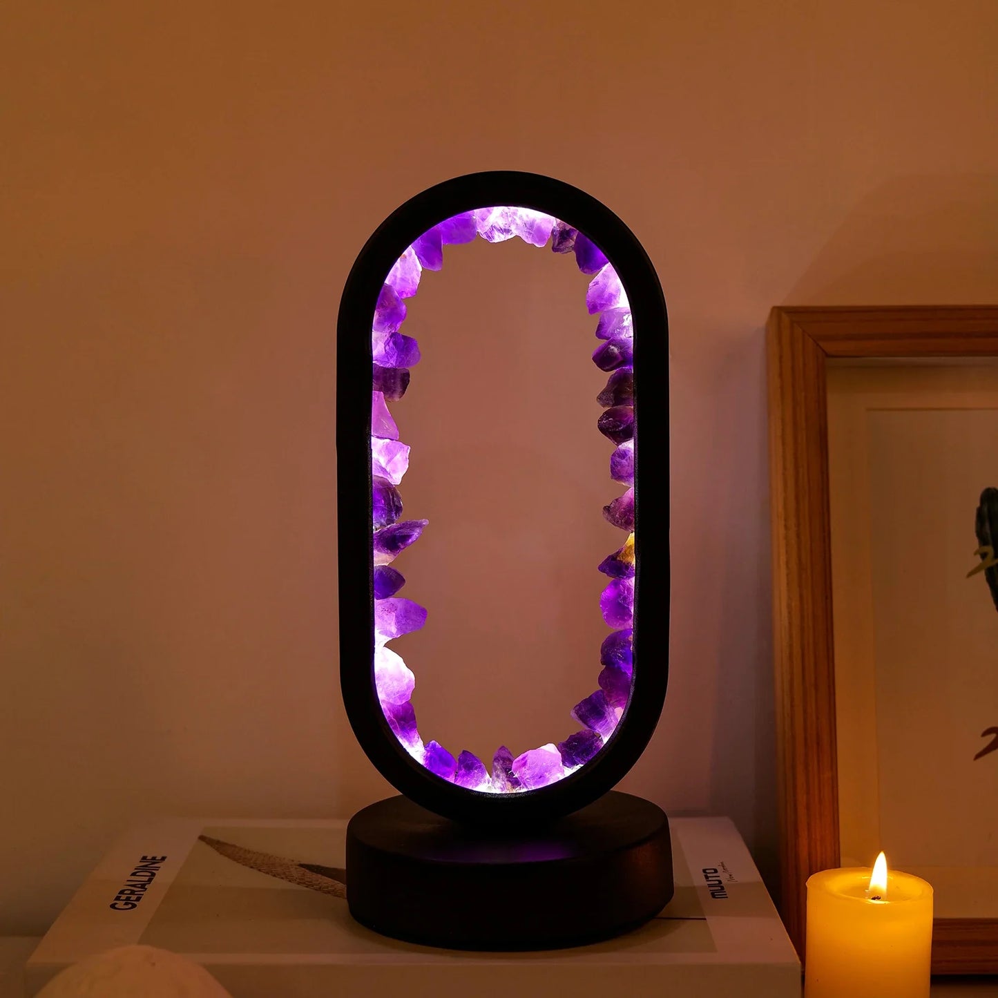 Natürliche Amethyst Oval Nachtlicht