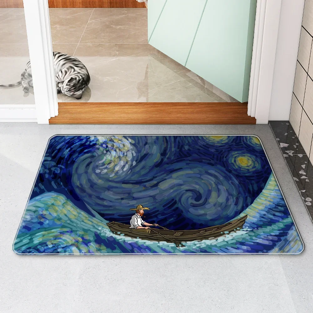 Fußmatte, Van Gogh, Nachttischmatte, Küchenteppich, Heim-Fußmatten, Eingangstür-Teppiche, Gebetsteppich, Fußmatten, Fußbad, Badezimmer-Dekoration
