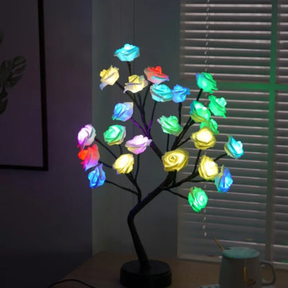 RGB Rose Blume Baum Lichter 24LED USB Batterie Tischlampe Feen Nachtlicht Zuhause Party Weihnachten Hochzeit Schlafzimmer Dekoration Geschenk