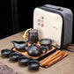 9-teiliges Set Teawere Retro Designer Cool Lila Sand Keramikk Teekannen Set Reise Kong Fu Teeset Porzellan Lila Sand Topf Teesieb