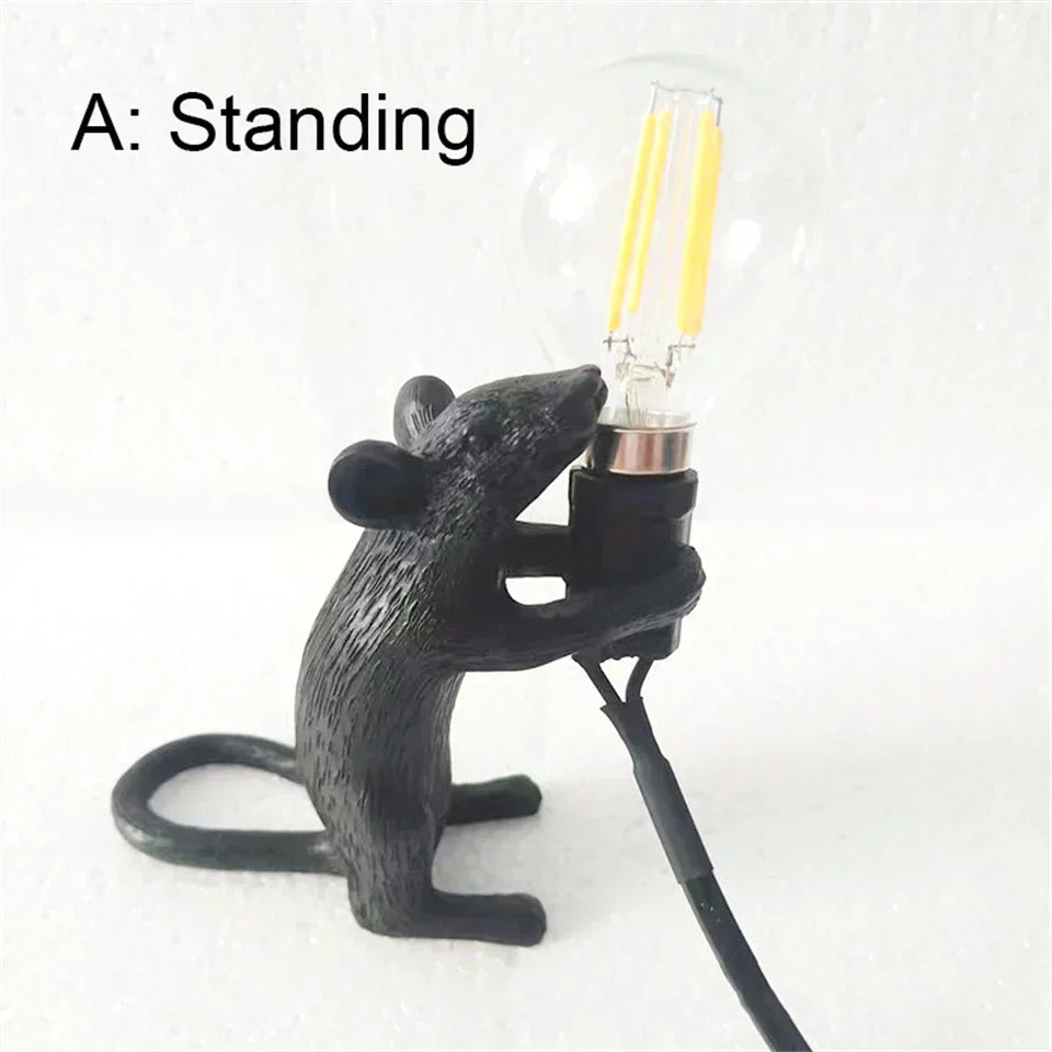 Frendorf | CritterGlow Moderne LED Tischlampe | Harz Tierdesign | Ratte, Katze & Eichhörnchen | Nachtlicht & Wohnkultur