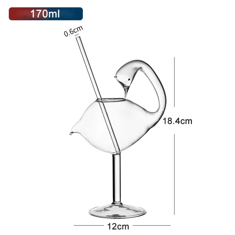 Frendorf | AquaSpirits Kreatives Cocktailglas | Transparentes Design mit Strohhalm | Pufffisch, Oktopus, Schwan & Vogel | Perfekt für Party & Bar
