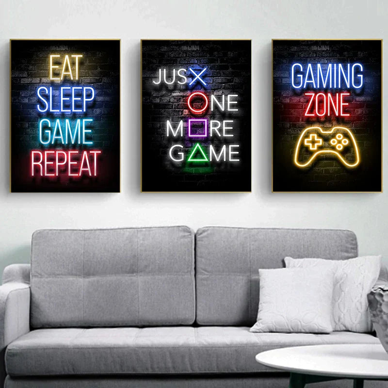 Frendorf | GameVibe Exquisite Gaming Art Poster Leinwanddruck | Hochwertige Wandkunst | Dekoration für Gamer & Spielzimmer