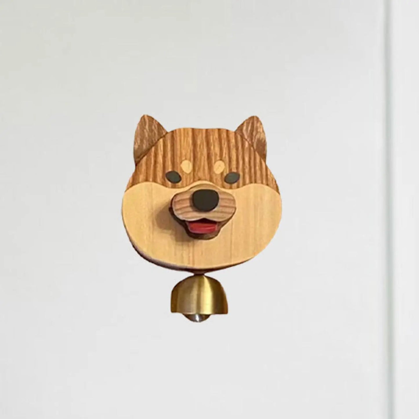 Frendorf | Verspielt Shiba Hund Gesicht Holz Klingel