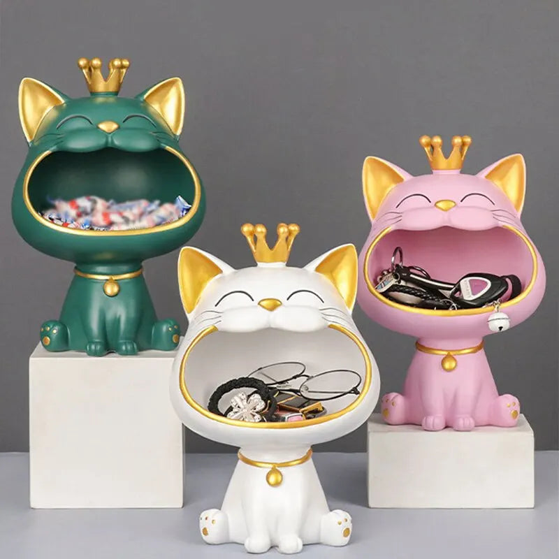 Fortune Crown Big Mouth Cat Eingang Schlüsselablage Dekoratives Ornament, Licht Luxus Einweihungsgeschenk Skulptur