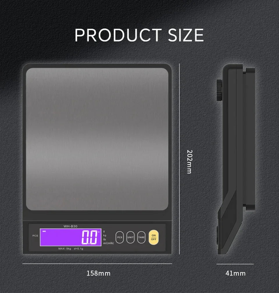 Frendorf | 5 kg/0,1 g und 10 kg/1 g digitale elektronische Küchenwaage, LCD-Display, voll wasserdichtes Edelstahl-Waagetool zum Backen