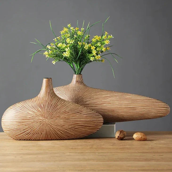 Frendorf | ClayAura Sahara Skulpturierte Vase | Handgefertigt | Moderne Deko für Zuhause | Elegantes Design