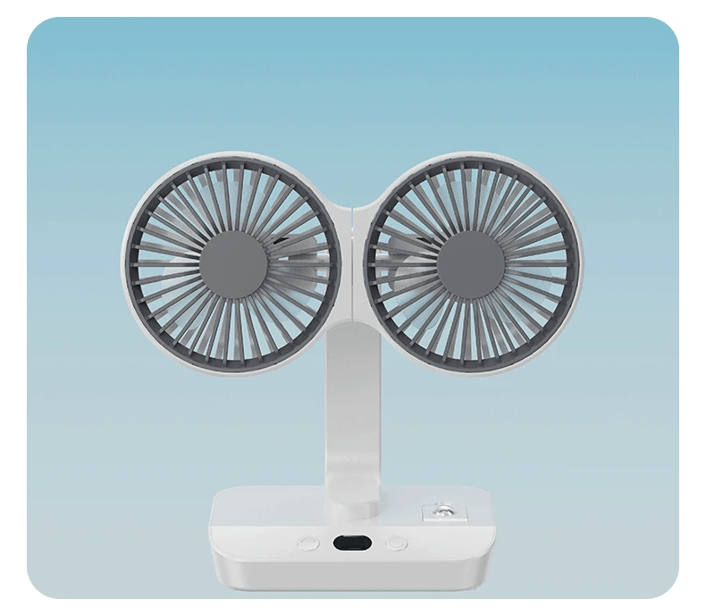 Frendorf | Verstellbarer Doppelkopfan Tischventilator Nachtlampe