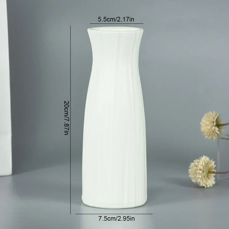 Frendorf | Blumeo Minimalistische Blumenvase | Weiße Keramikvase für Tisch- & Küchendekoration | Perfekt für Hochzeitsarrangements & Blumensträuße