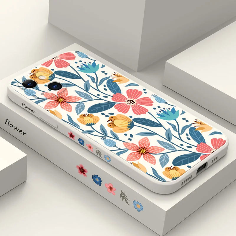 Frendorf | Blumenmuster Silikon iPhone Stoßfestes Case