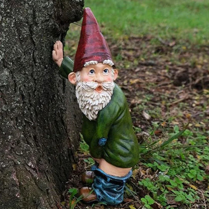 Frendorf | JollyPee Kreative Gartenzwerg Statue | Harz Handwerk | Weihnachts- und Garten-Deko | Witzige Innenhof-Dekoration