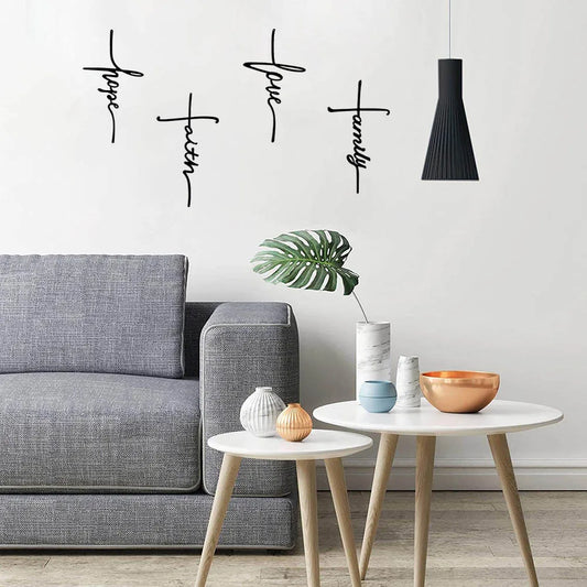 Liebe Glauben Hoffnung Familie Buchstaben Metall Wandzeichen Englische Wörter Kreuz Plakette Schwarz Ausschnitt Wohnzimmer Schlafzimmer Innen Außen Dekoration