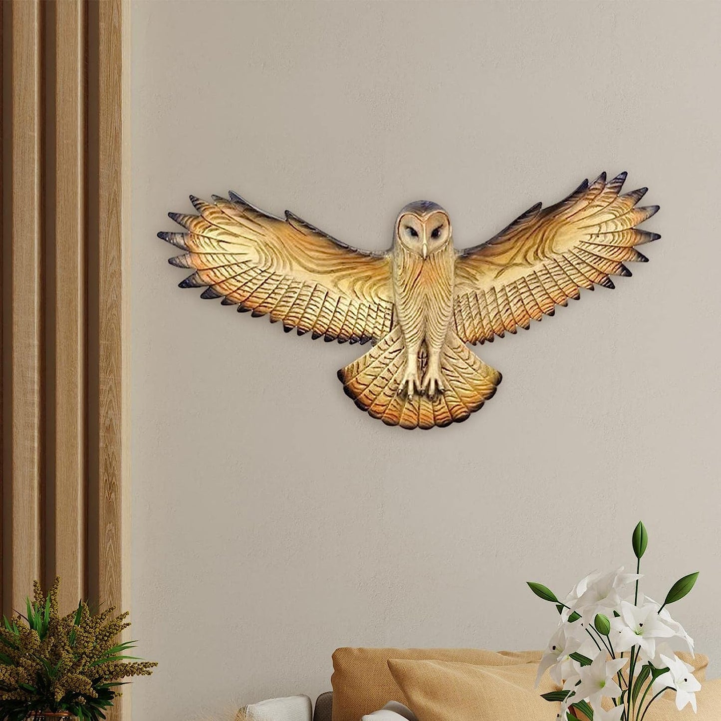 Eulen-Skulptur, Wandkunst, Kunstharz, Kunsthandwerk, Wohnzimmer, Outdoor, Garten, Büro, Heimdekoration, lebendige Eule, Kunsthandwerk, Heimwand-DIY-Dekoration