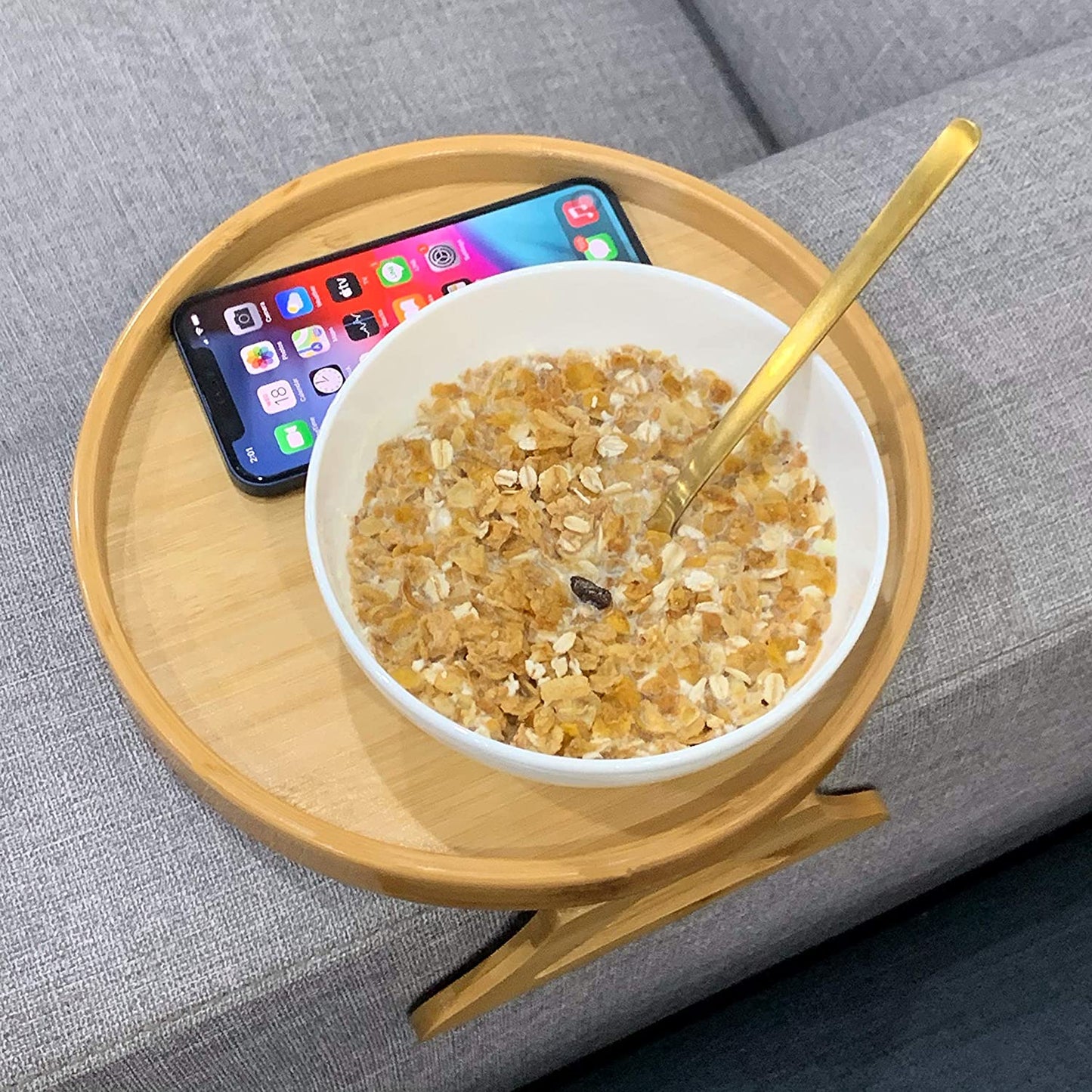 Bamboo Sofa Armlehnen Clip-On runder Tablett