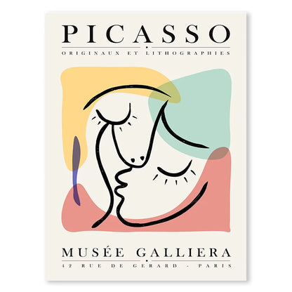 Picasso Colour Print Wall Art Cat Dog Line Canvas Painting Abstract Character Colour Block Poster Home Living Room Decoration