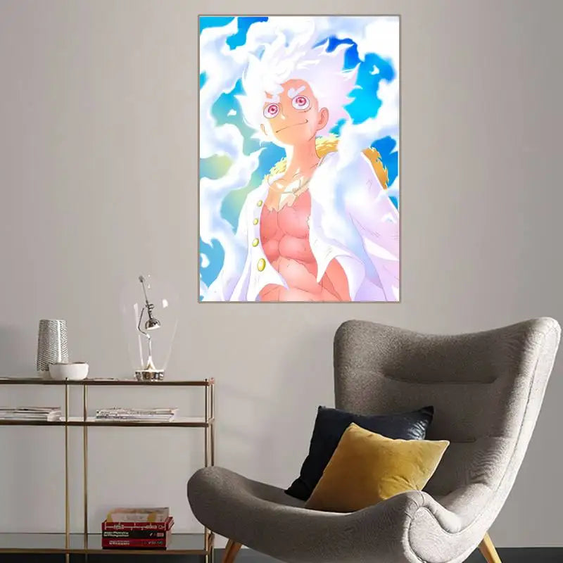 One Anime P-Piece Luffy Gear 5 POSTER Gift Home Decor Picture for Living Room Bedroom Small
