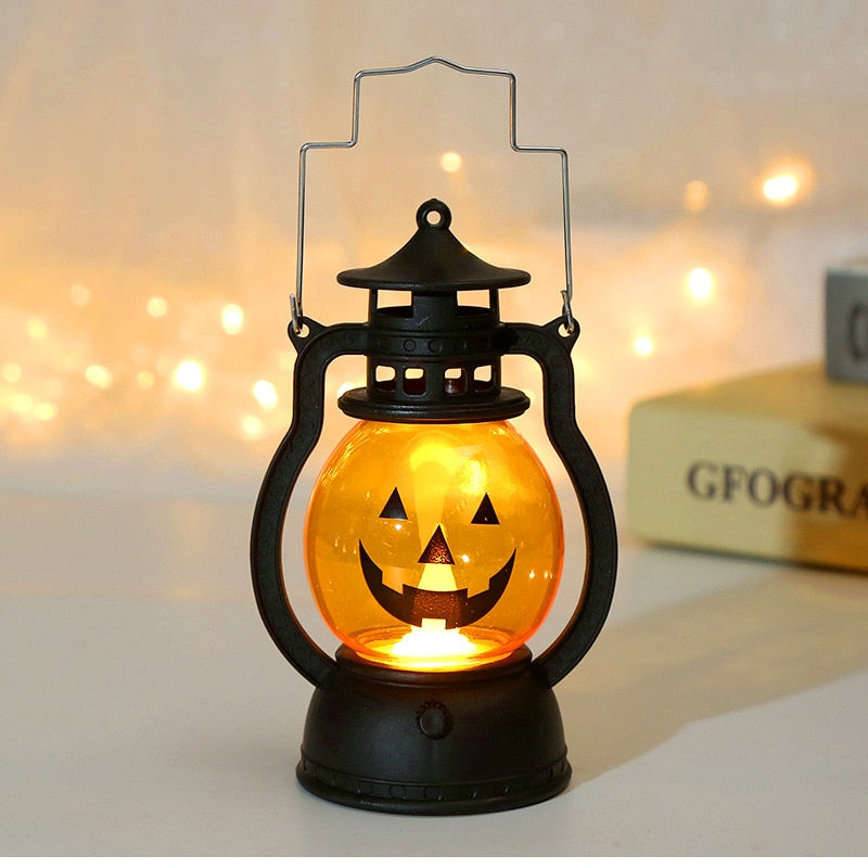 Halloween LED hängende Kürbislaterne Licht Gespenst Lampe Kerzenlicht Retro kleine Öllampe Halloween Party Heimdekoration Horror Requisiten