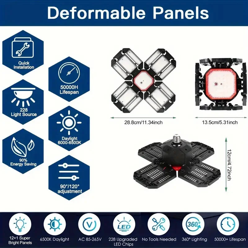 Frendorf | FlexiBeam | LED Deckenleuchte | Verstellbare Lichtpaneele | Für Werkstatt & Garage