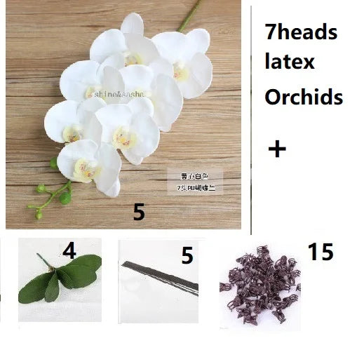 1 Set hochwertiges künstliches Orchideenarrangement aus Latex, 3D-Druck, fühlt sich echt an, große Größe, Luxus-Tischblume, Home-Hotel-Dekor, keine Vase