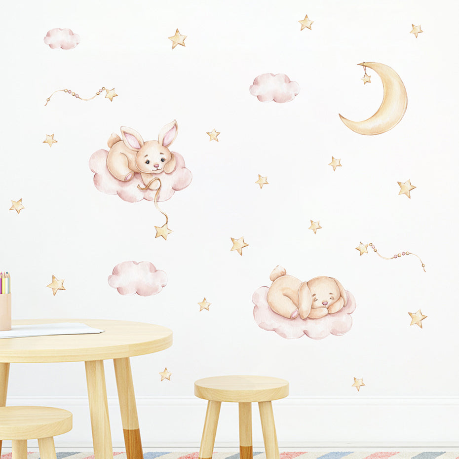 Frendorf | Cartoon Wandtattoos Hase Mond Wolken