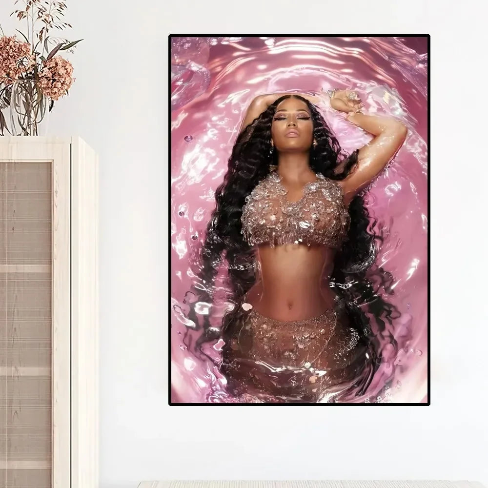 Moderne Pink Ästhetik Wandkunst Sängerin Nicki Mina HD Öl auf Leinwand Poster und Drucke Zuhause Schlafzimmer Wohnzimmer Dekor Geschenke