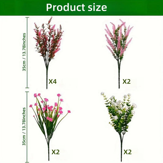 Frendorf | 10PCS Mischfarbe Künstliche Pflanzen – UV-beständige Fake Blumen für Außenpflanzen, Garten und Dekoration für zu Hause