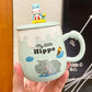 Frendorf | CupBuddy Niedliche Cartoon-Keramiktasse | Kaffeetasse & Milchteebecher | Frühstückstasse als Geschenkidee & Trinkgeschirr